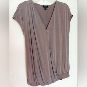 ESCADA Sport 'Elisarah' Draped V-Neck Blouson Top in Valley Taupe Size S